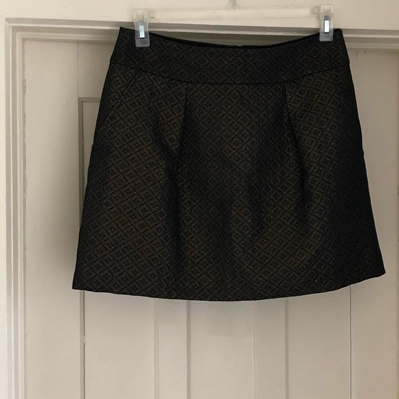 Loft Black/Gold Metallic Jacquard A-Line Skirt - Picture 3 of 6